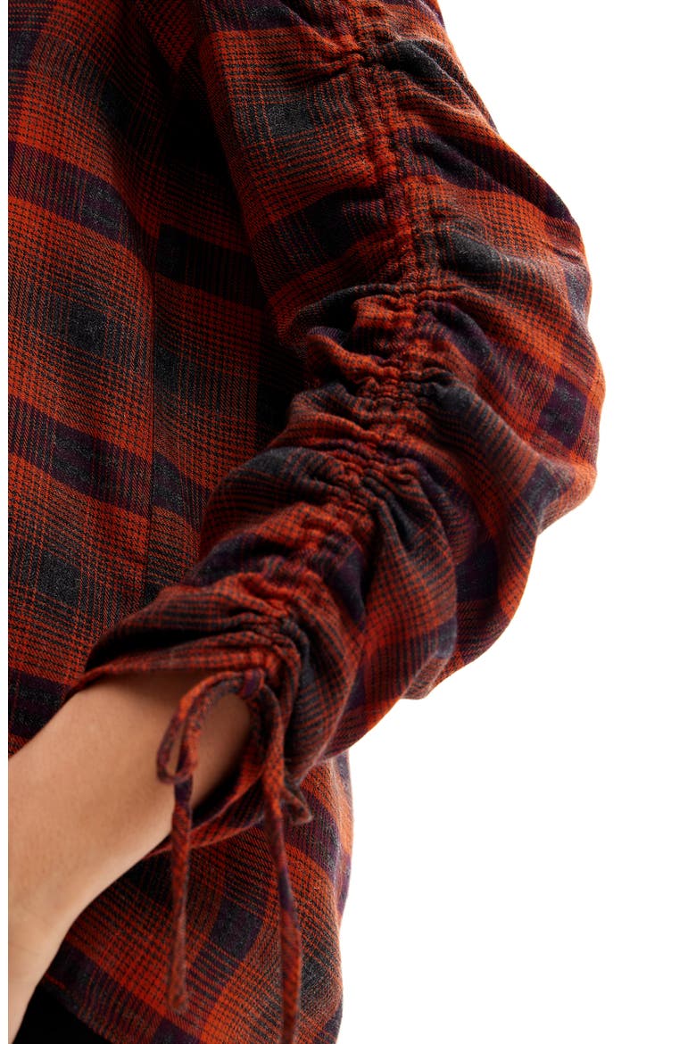 Adjustable Sleeve Plaid Blouse, Alternate, color, RED