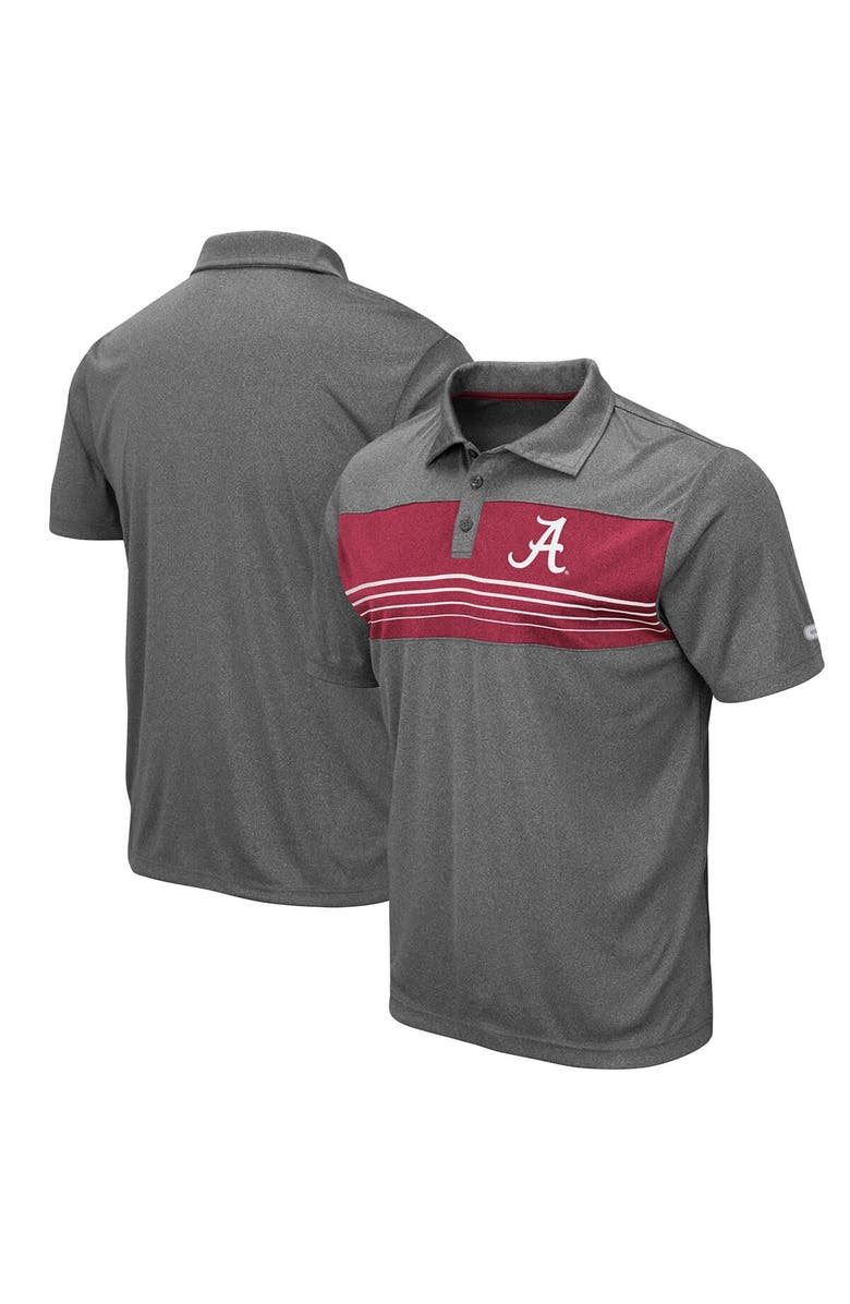 COLOSSEUM Men's Colosseum Heathered Charcoal Alabama Crimson Tide Smithers Polo, Main, color, Heather Charcoal