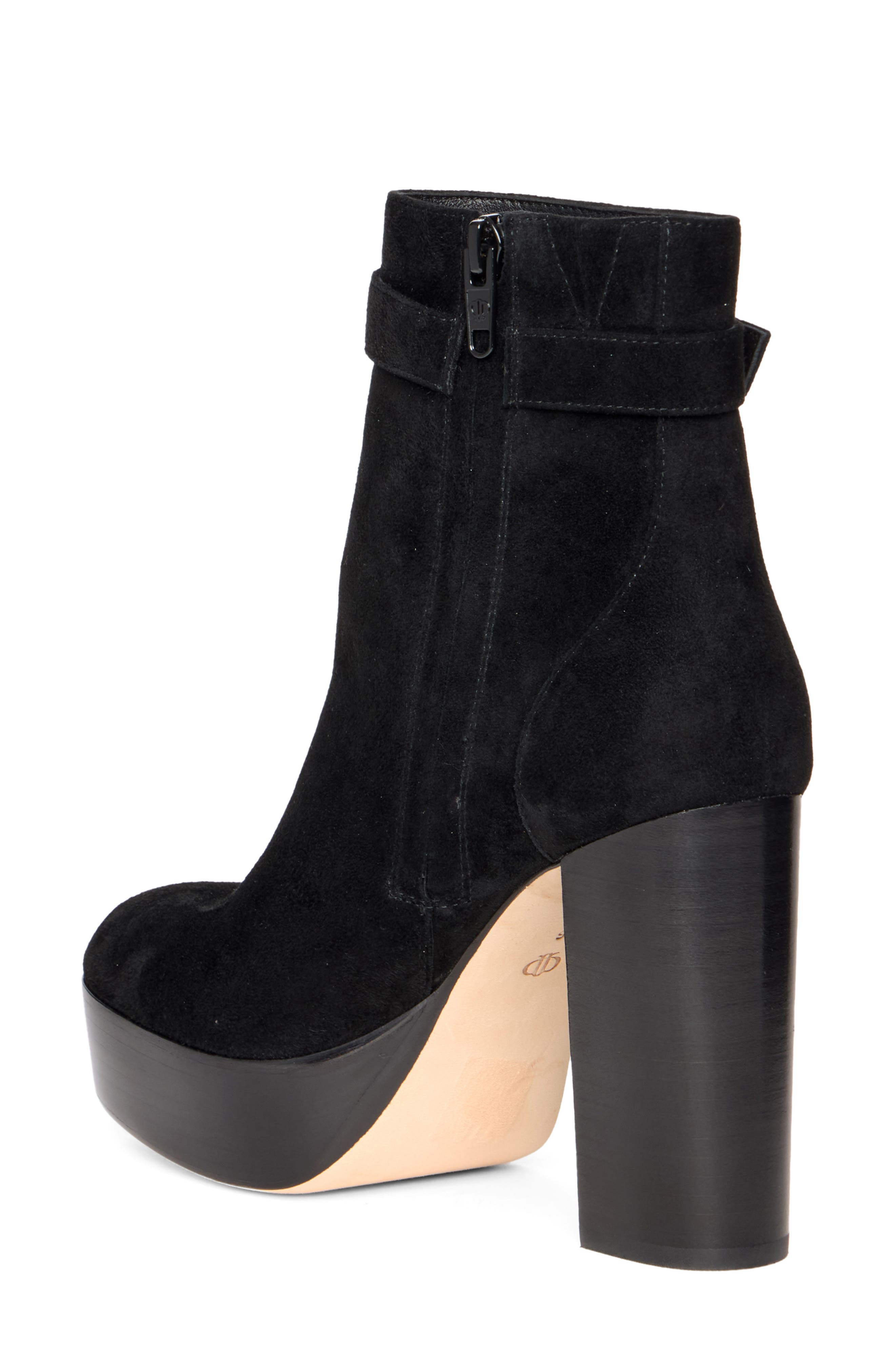 Maris Leather Platform Bootie, Alternate, color, BLACK