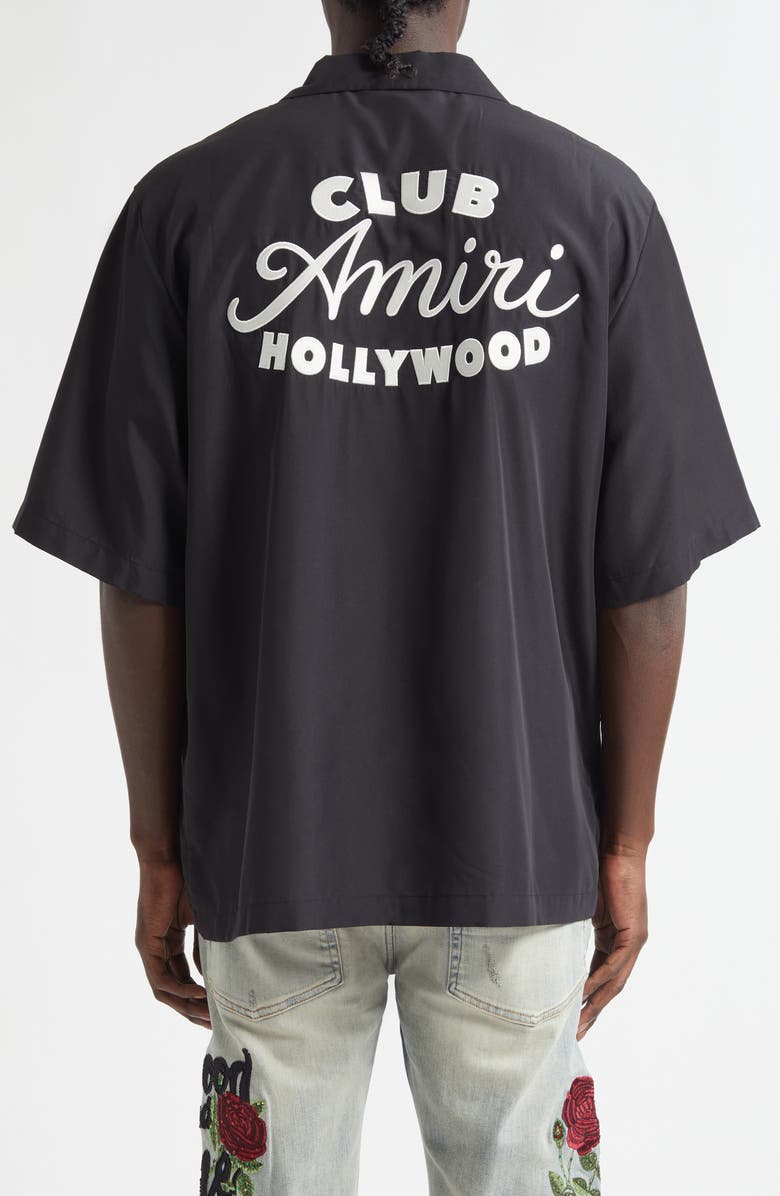 AMIRI Club Amiri Embroidered Camp Shirt, Alternate, color, Black