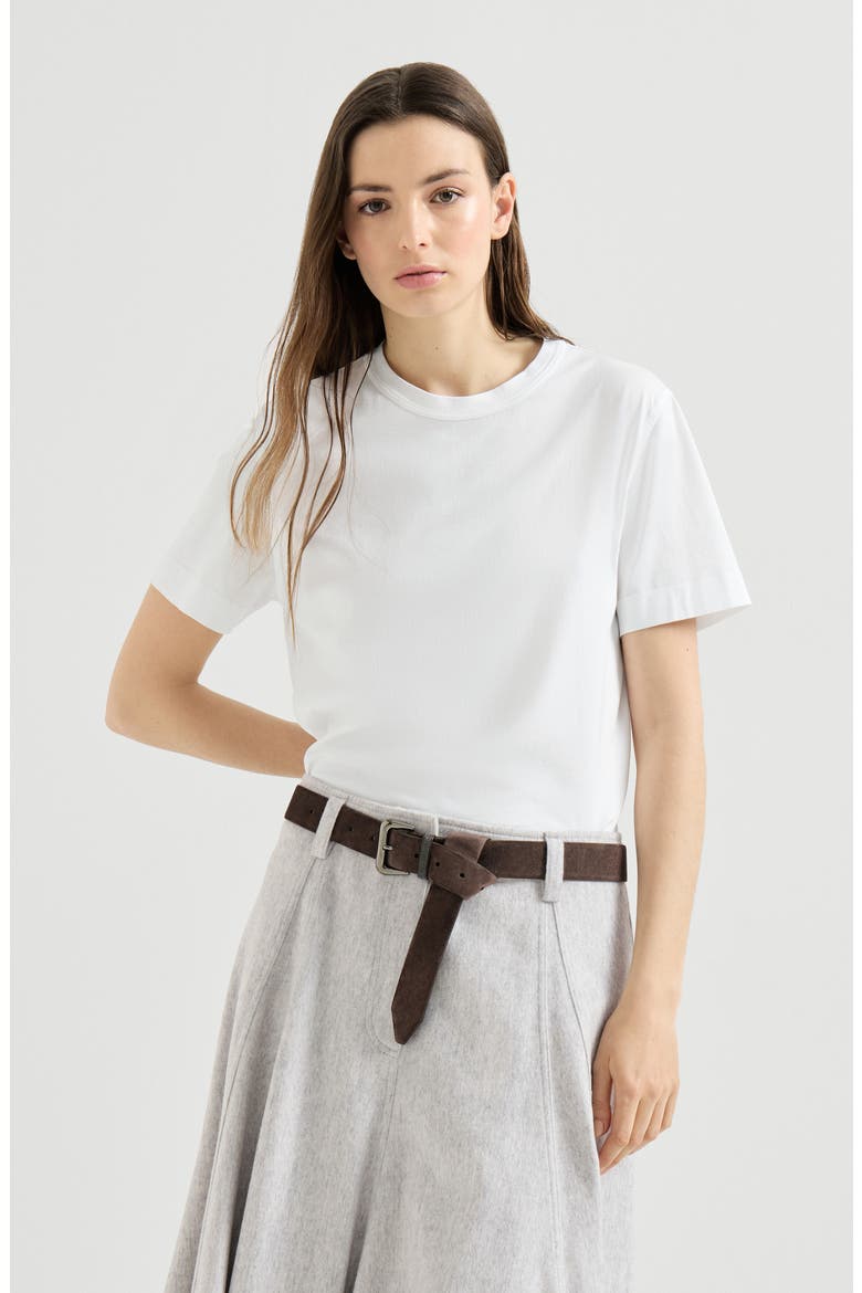 Cotton jersey T-shirt with monili, Main, color, White