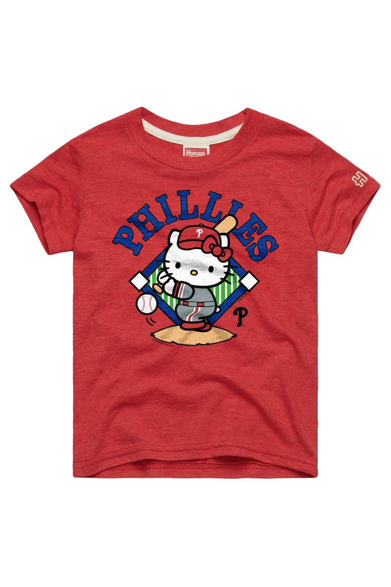Youth Homage  Red Philadelphia Phillies Hello Kitty x MLB Tri-Blend T-Shirt, Main, color, Red