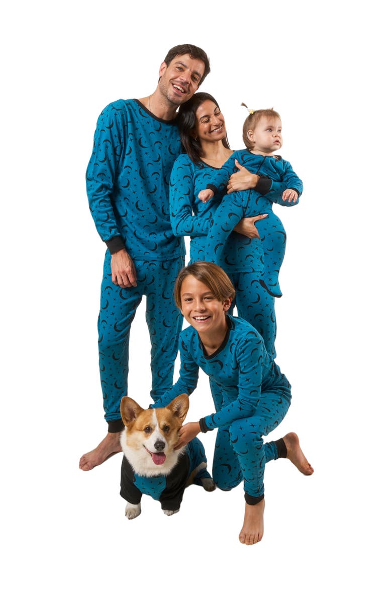 Kids Two-Piece Cotton Printed Matching Family Pajamas, Playful Graphics, Alternate, color, Moon
