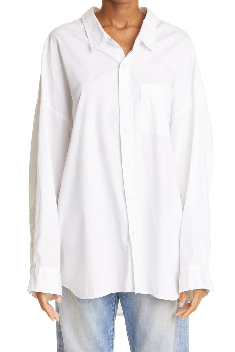 Oversize Oxford Button-Up Shirt, Main, color, WHITE