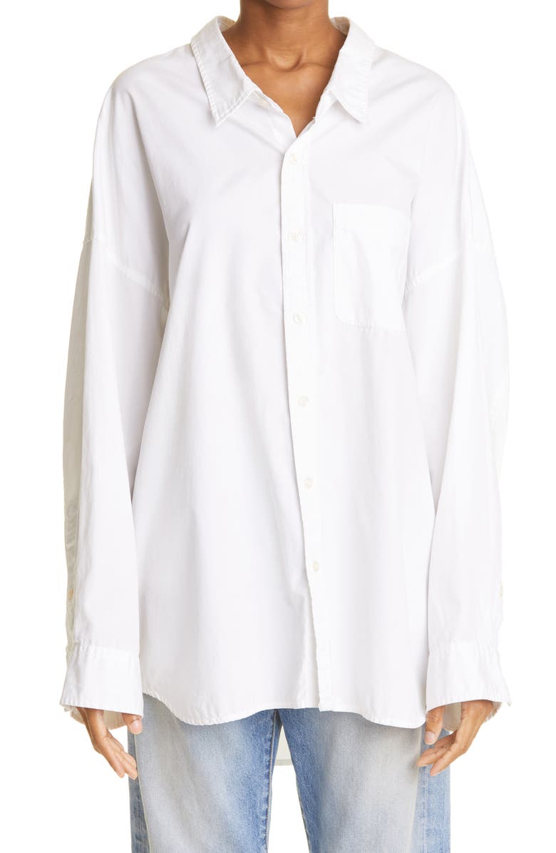 R13 Oversize Oxford Button-Up Shirt, Main, color, White
