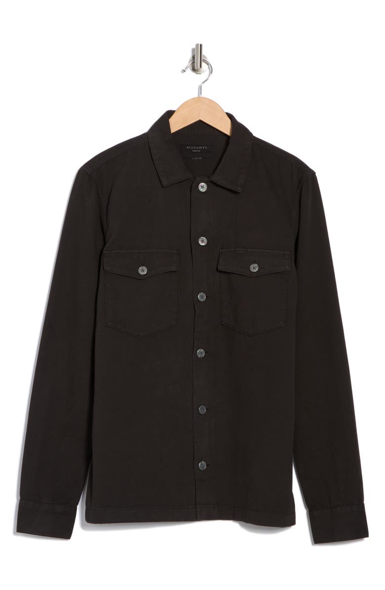 AllSaints Aerial Slim Fit Organic Cotton Shirt Jacket, Alternate, color, Jet Black
