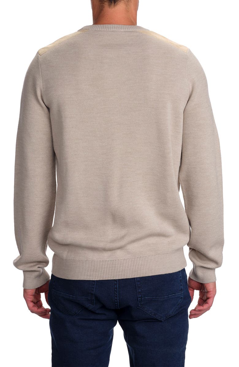 STUDIO GARNET LOS ANGELES Faux Suede Trim Crewneck Sweater, Alternate, color, Oat