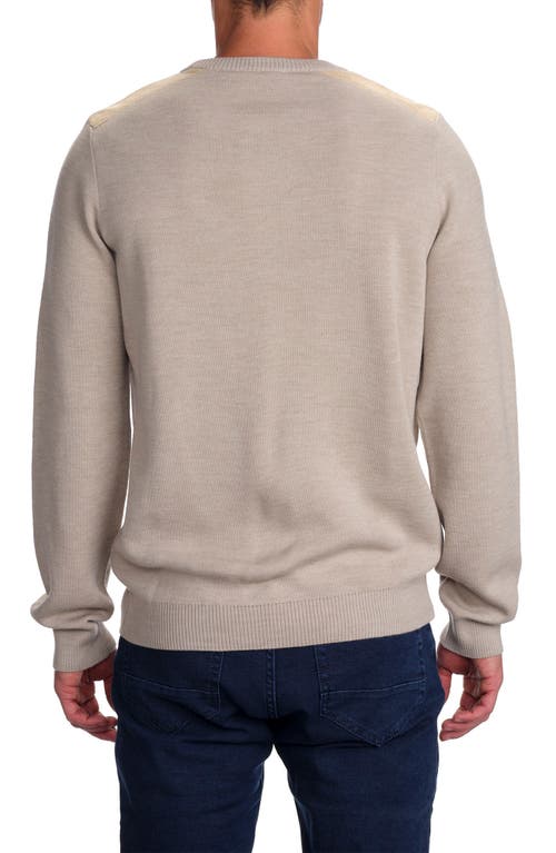 Studio Garnet Los Angeles Faux Suede Trim Crewneck Sweater In Brown