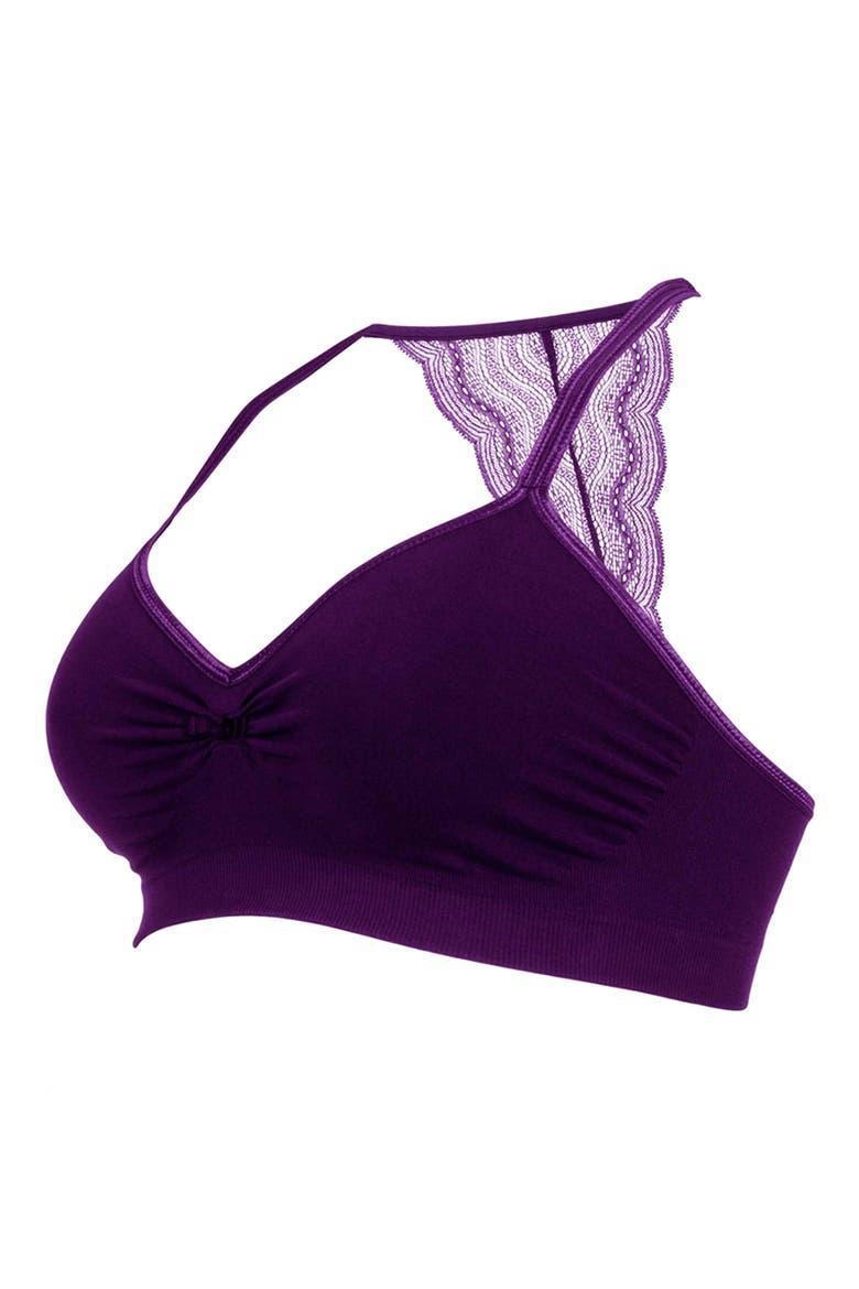 Serenity Lace Maternity Bralette, Alternate, color, BLUEBERRY