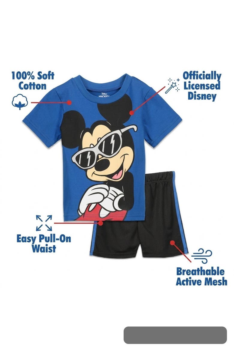 Mickey Mouse 2-Piece Graphic Tee and Mesh Shorts Set, Alternate, color, Mickey Victoria Blue