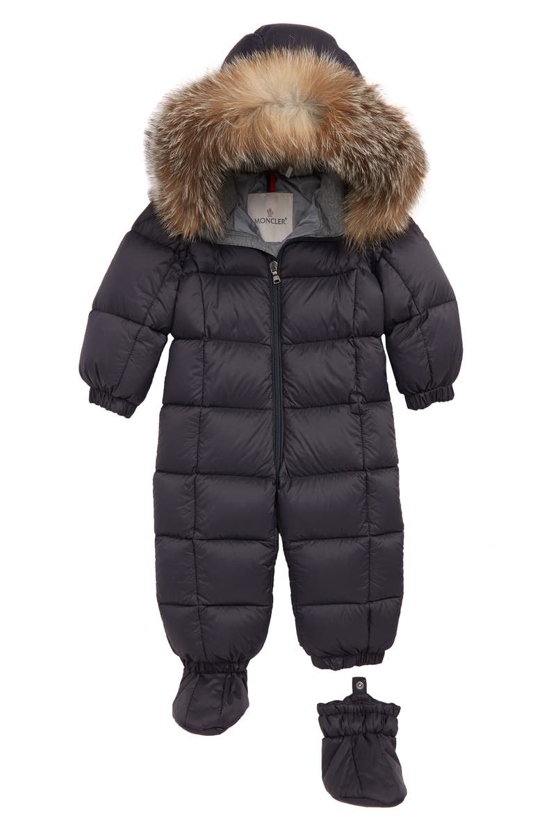 Moncler Jean Down Bunting with Genuine Fox Fur Trim, Main, color, 