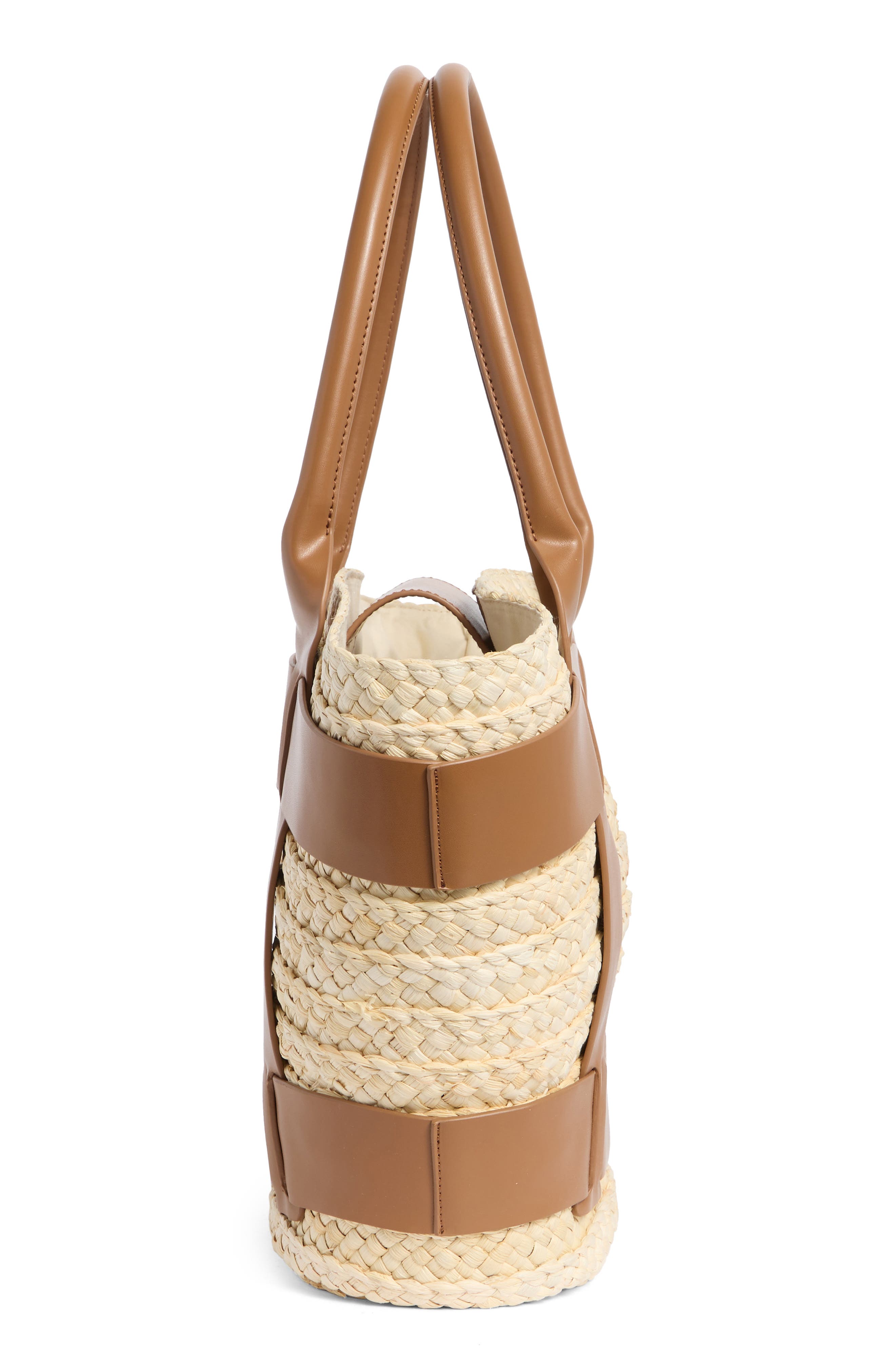 Straw Tote Bag, Alternate, color, NATURAL/ BROWN