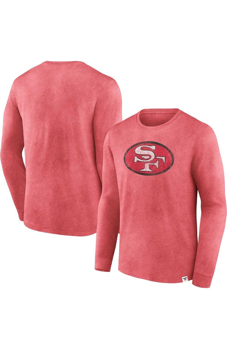 FANATICS Men's Fanatics Branded  Scarlet San Francisco 49ers Washed Primary Long Sleeve T-Shirt, Main, color, Scarlet