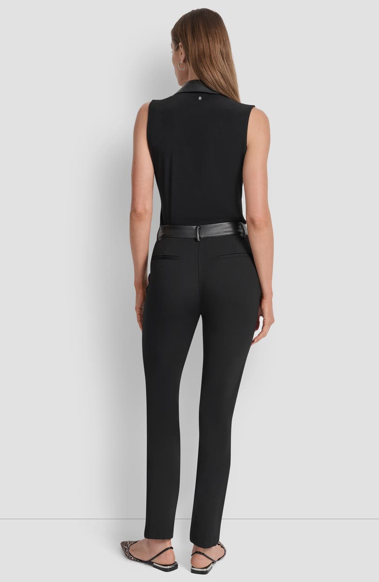 DKNY Faux Leather Trim Skinny Pants, Alternate, color, Black