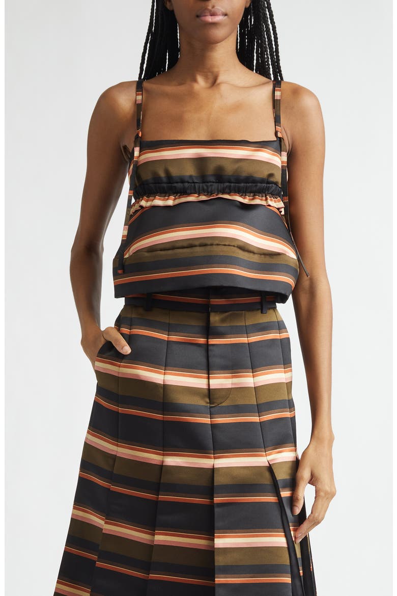 Stripe Satin Crop Camisole, Main, color, KHAKI/ PINK