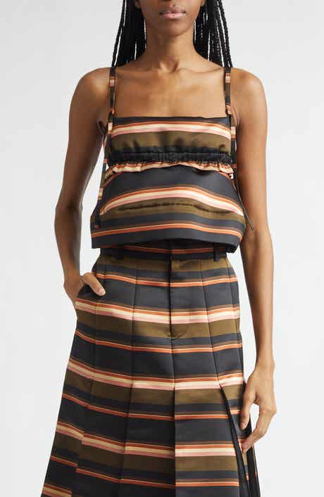 Stripe Satin Crop Camisole