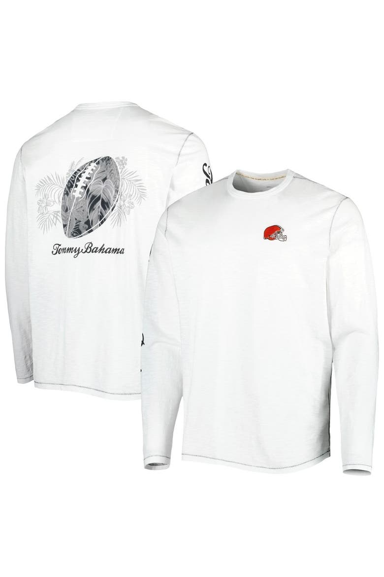 Men's Tommy Bahama White Cleveland Browns Laces Out Billboard Long Sleeve T-Shirt, Main, color, White
