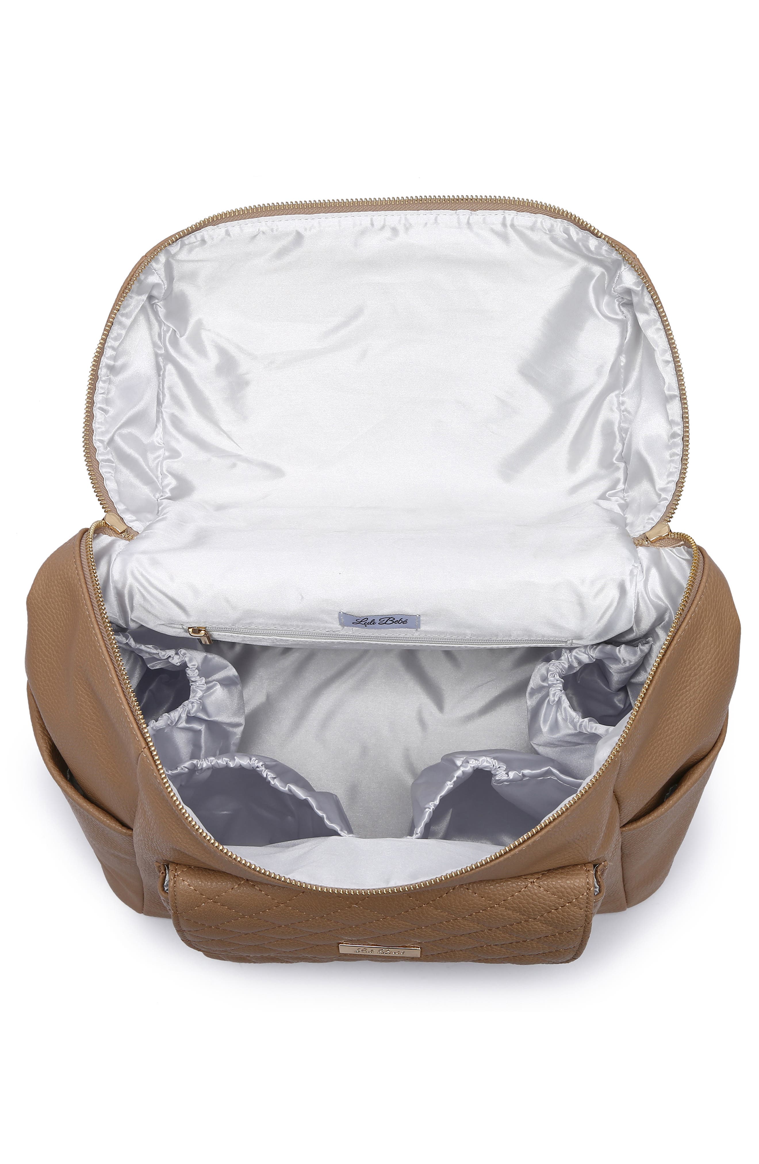 Luli Bebé Monaco Faux Leather Diaper Backpack, Alternate, color, Latte Brown