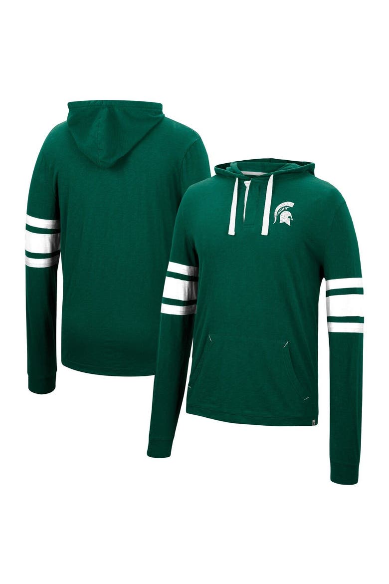 Men's Colosseum Green Michigan State Spartans Lebowski Hoodie Long Sleeve T-Shirt, Main, color, Green