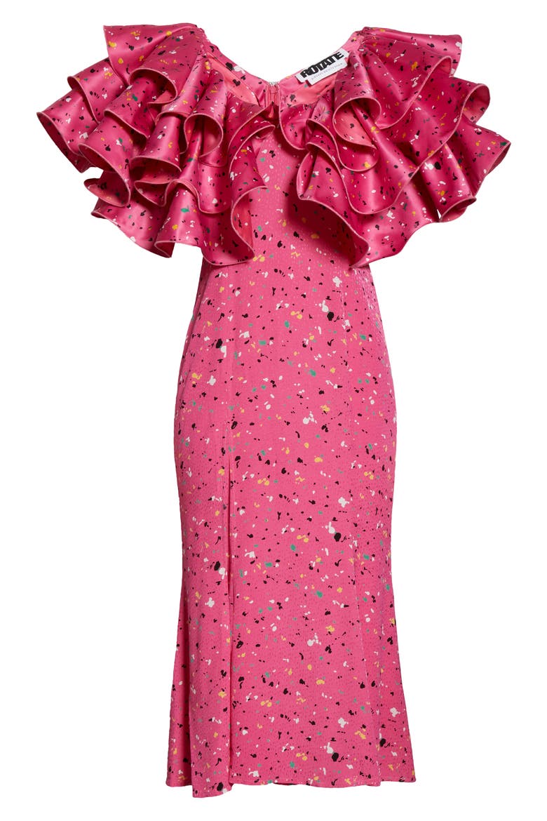 Carmen Layered Ruffle Midi Dress, Alternate, color, PAINT SPLASH