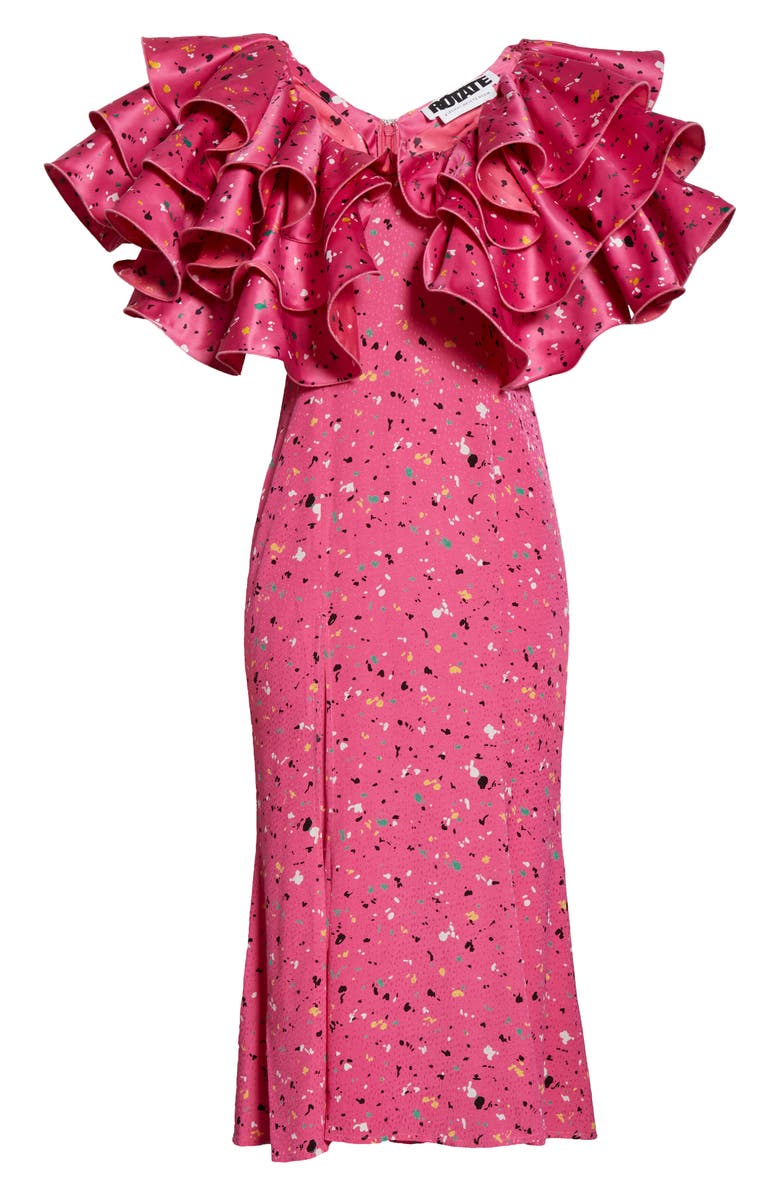 ROTATE Carmen Layered Ruffle Midi Dress, Alternate, color,