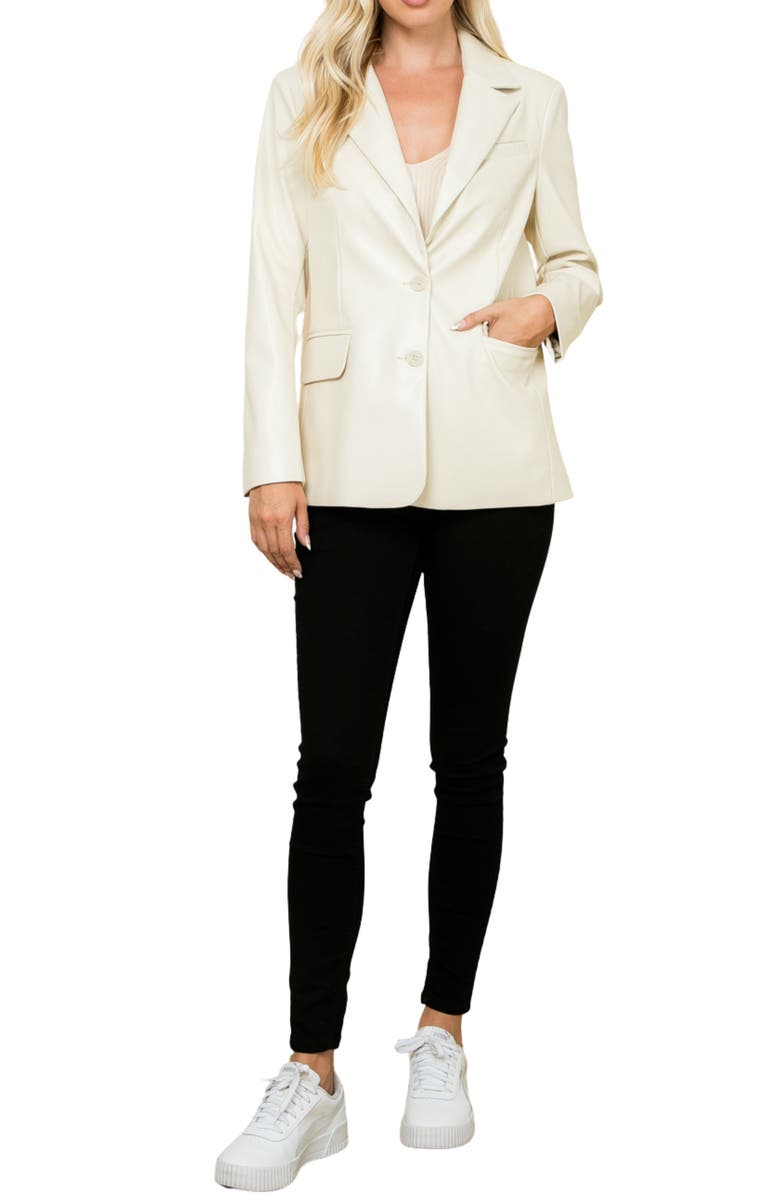 Stoosh Faux Leather Blazer, Alternate, color, Cream