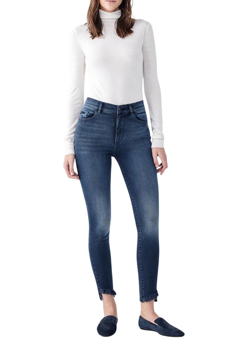 DL 1961 Farrow High Rise Frayed Skinny Jeans, Main, color, THATCHER