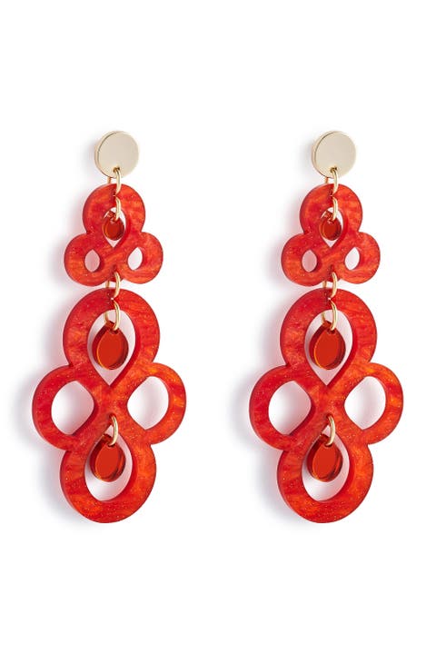 Batik Earrings - Sienna Red & Orange Mirror