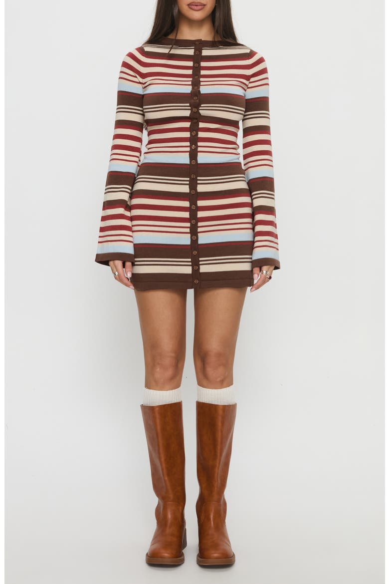 Norelai Stripe Long Sleeve Knit Minidress, Main, color, MULTI STRIPE