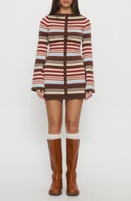 Princess Polly Norelai Stripe Long Sleeve Knit Minidress