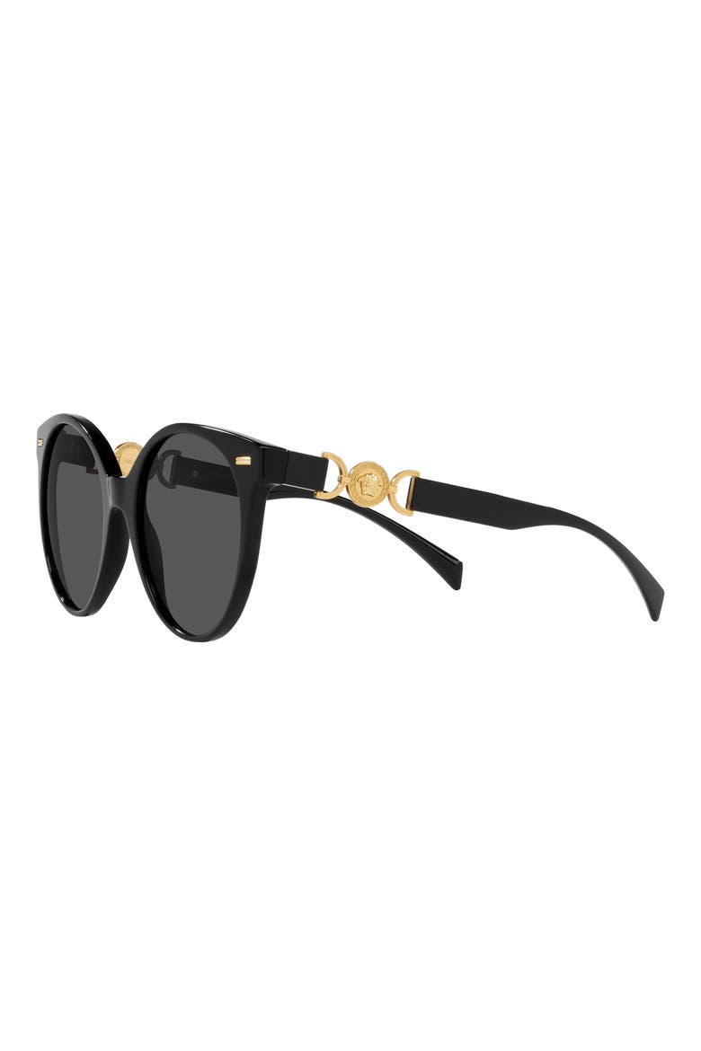 55mm Round Sunglasses, Alternate, color, BLACK