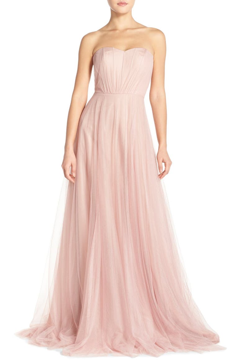 Strapless Tulle Gown, Main, color, SHELL