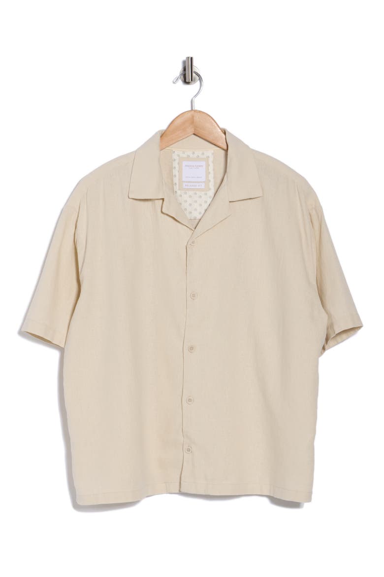 Linen Blend Camp Shirt, Alternate, color, SAND
