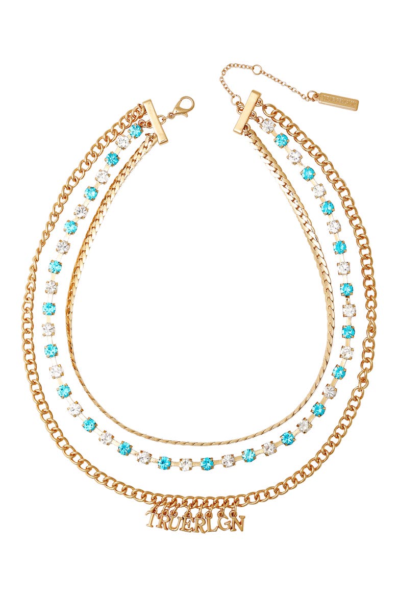 Crystal Layered Chain Necklace, Alternate, color, GOLD TONE