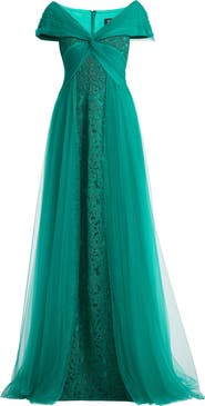 Tadashi Shoji Lace & Tulle Gown