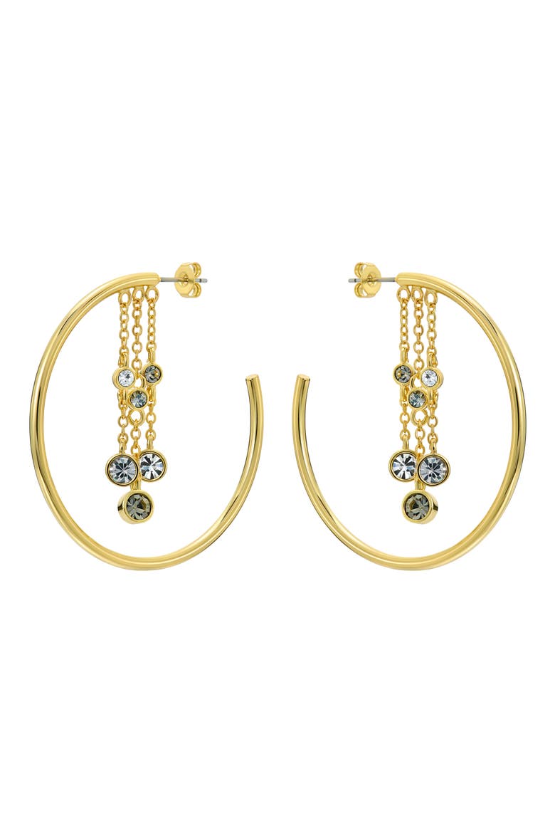 Cassidy Cascade Hoop Earrings, Alternate, color, GOLD TONE/ BLACK CRYSTAL