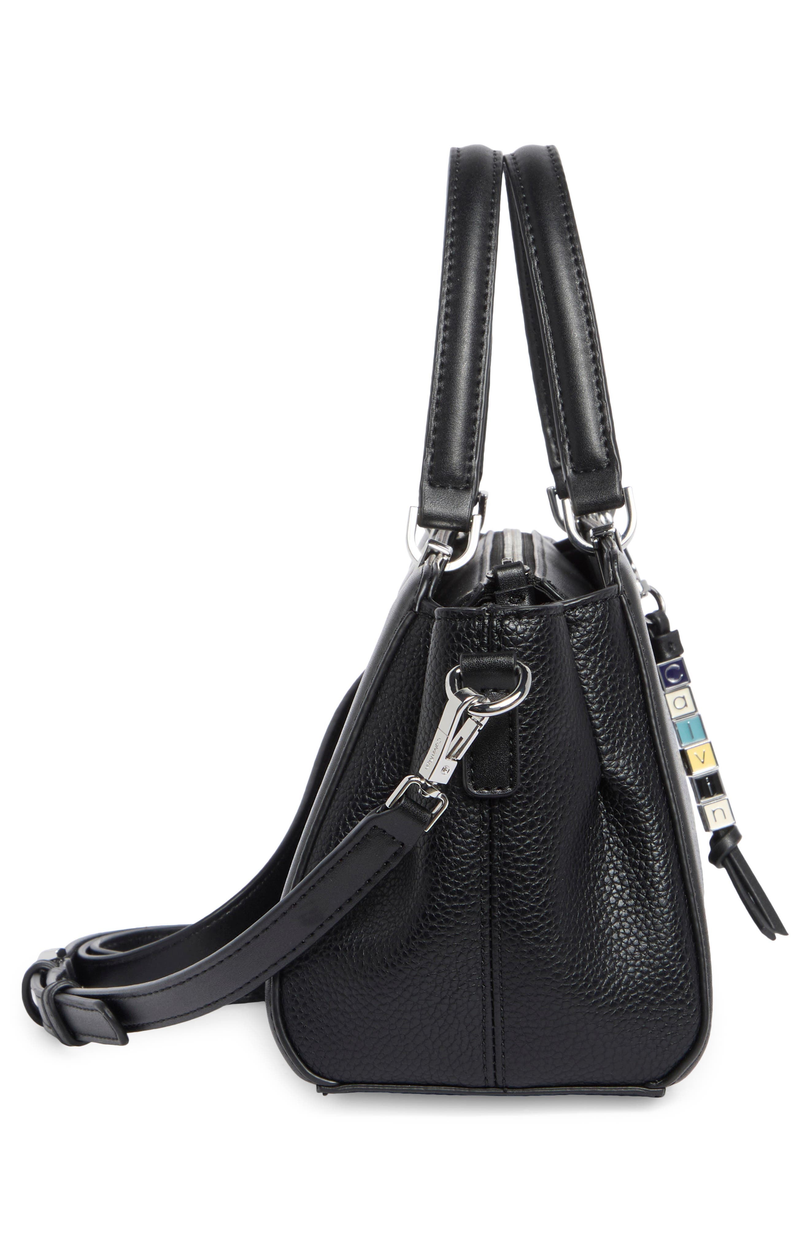 Calvin Klein Jean Baguette Satchel, Alternate, color, Black/ Silver