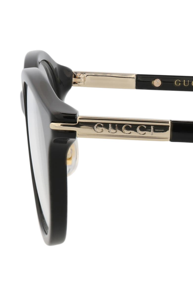 Gucci 49mm Oval Optical Glasses, Alternate, color, Black Black Transparent