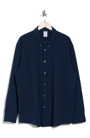 Brooks Brothers Sport Fit Cotton Seersucker Button-down Shirt In Solid Navy