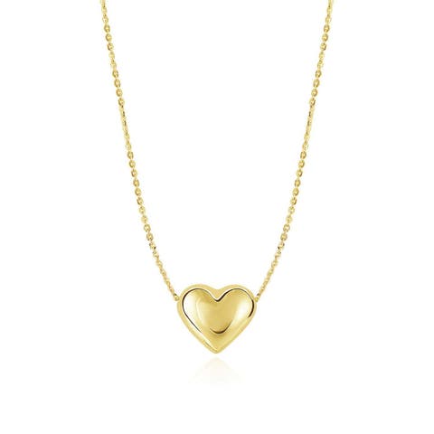 Gold Puffy Heart Necklace