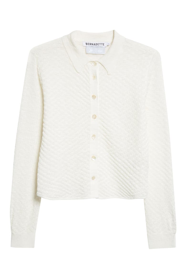 Turner Crop Linen Blend Check Jacquard Shirt, Alternate, color, IVORY GINGHAM JACQUARD