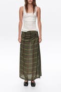 BIMBA Y LOLA Checked Gathered Fluid Midi Skirt