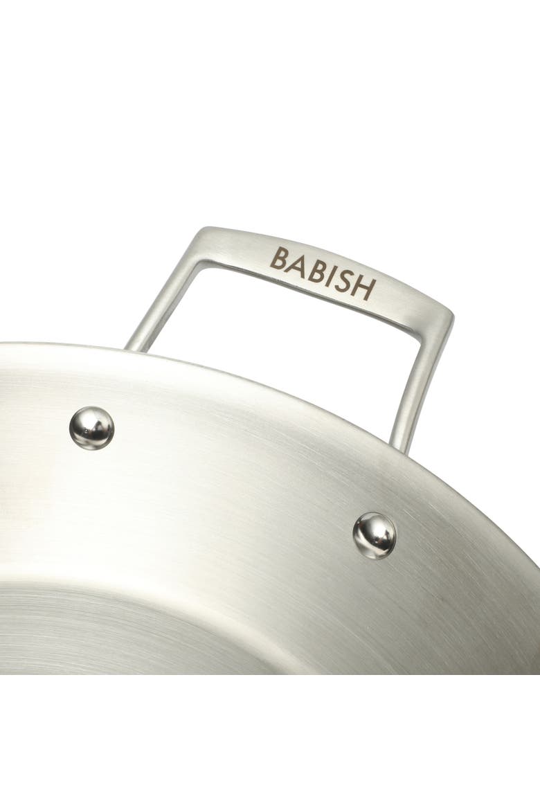13 Inch Tri Ply Stainless Steel Paella Pan, Large Skillet, Griddle, Frying Pan Induction Safe, Alternate, color, Stainless Steel