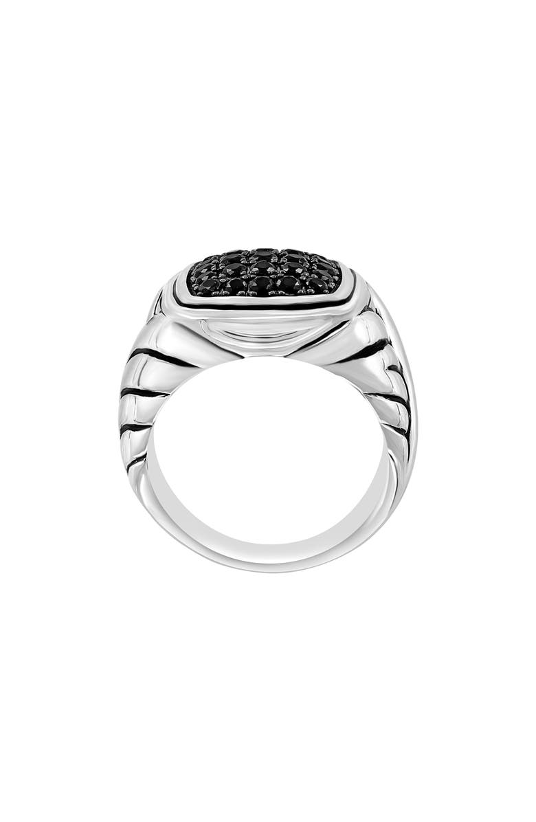 EFFY Men's Sterling Silver Pavé Black Spinel Signet Ring - Size 10, Alternate, color, 