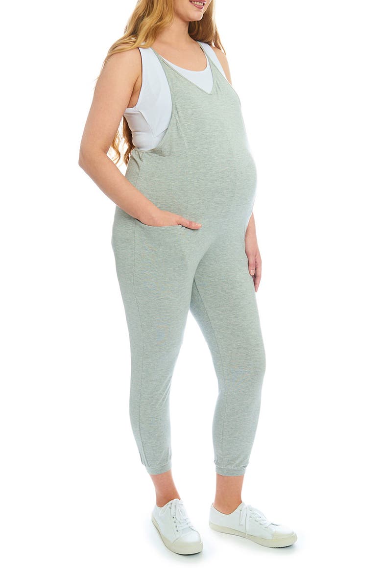 Brandi During & After Maternity/Nursing Romper, Main, color, HEATHER GREY SOLID