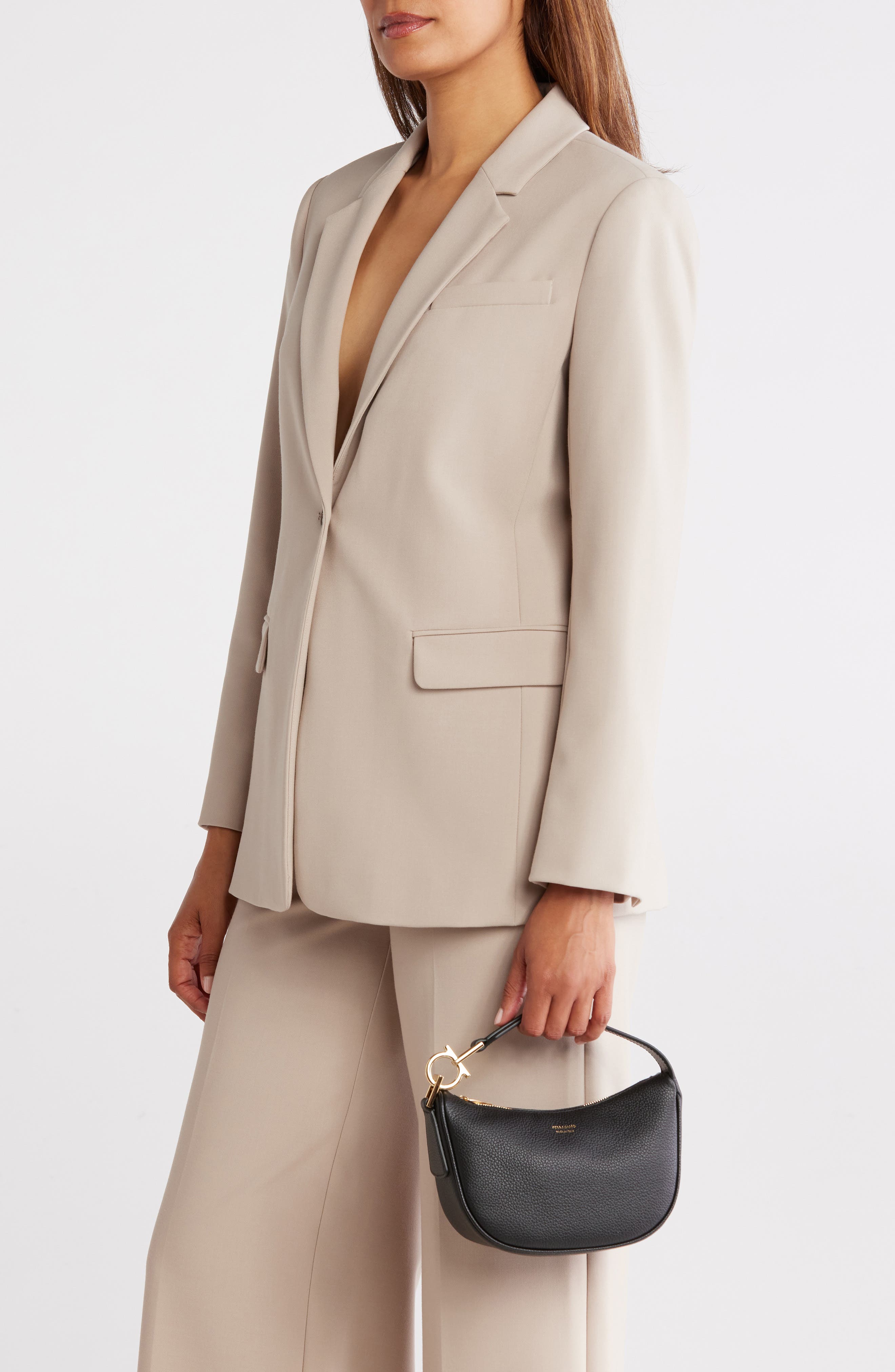 FERRAGAMO Mini Smile Leather Top Handle Bag, Alternate, color, Nero