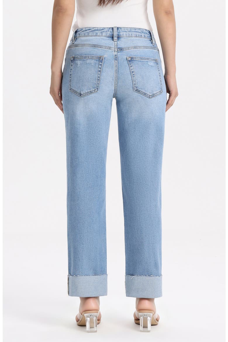 Cuffed Raw Hem Straight Leg Jeans, Alternate, color, FROSTLINE