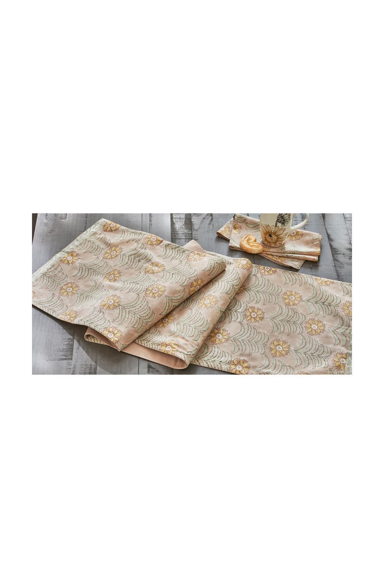 tag Sunflower Block Print Abstract Cotton Table Runner Decor, Alternate, color, Multicolored
