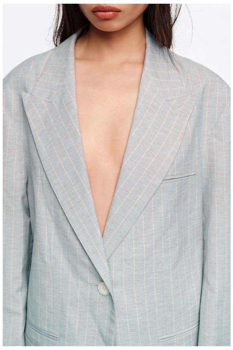 Oversize Tailored Jacket With Stripes, Alternate, color, LIGHT GREY