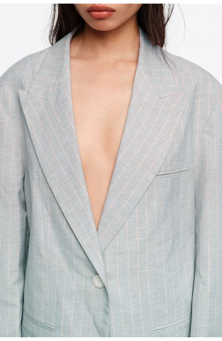 Bimba y Lola Oversize Tailored Jacket With Stripes, Alternate, color, Light Grey